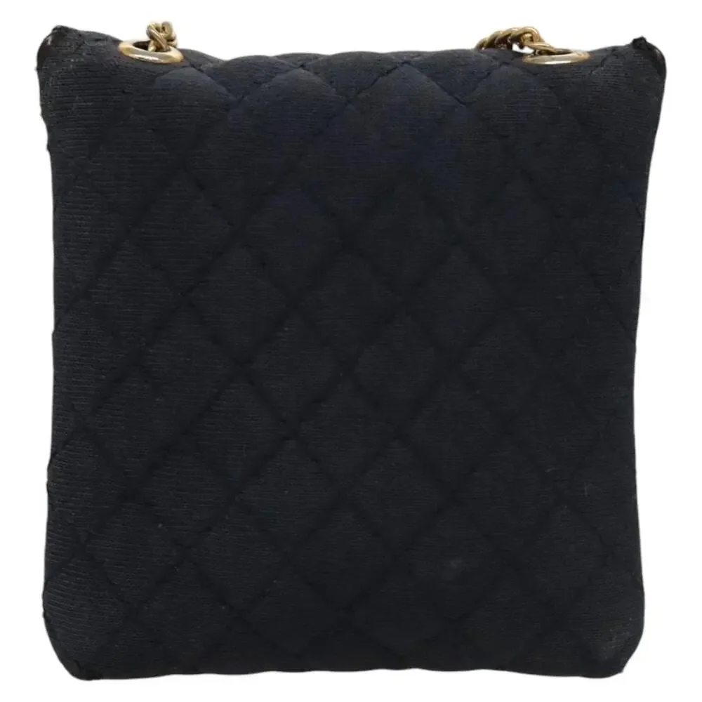 Chanel Mini Matelasse Cotton Chain Pouch Navy Gold CC Blue